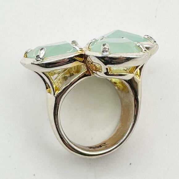 Sequin Hearts Ring Nordstrom Costume Jewelry Chunky Big Gold tone Green SIZE 7 - Picture 3 of 9